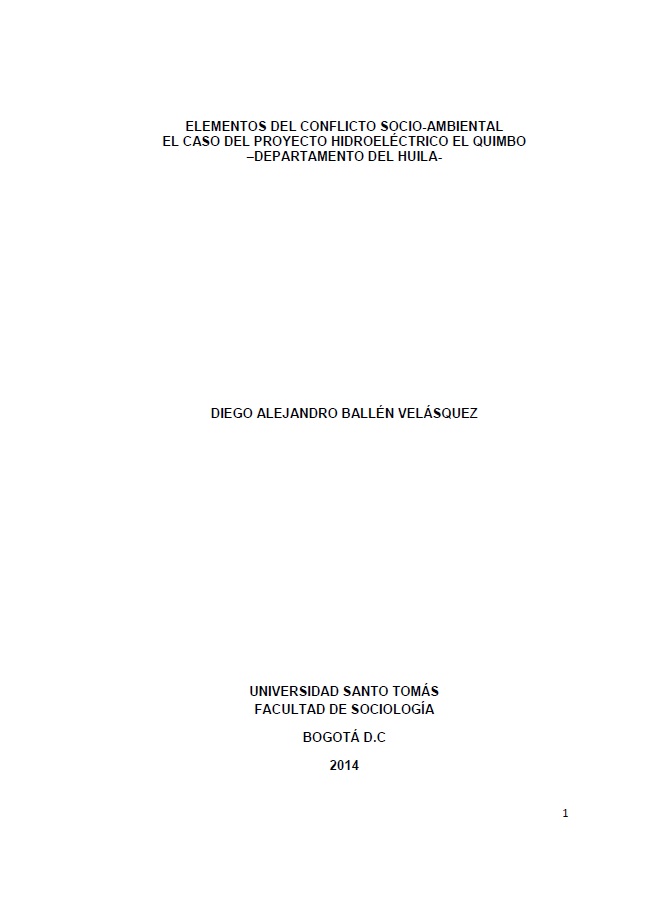 Portada de Elementos del conflicto socio-ambiental El caso del proyecto hidroeléctrico El Quimbo