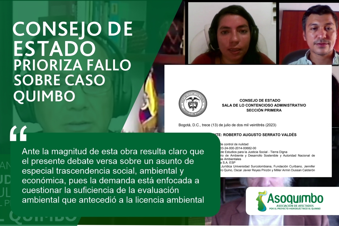 Consejo de Estado da prelación legal a la demanda de nulidad de El Quimbo
