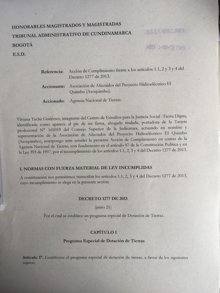 Radicado Acción de Cumplimiento